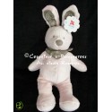 Doudou pantin lapin rose my friend Bunny 40 cm foulard marron NICOTOY