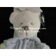 Doudou ours blanc capuche plat losange bleu oiseau étoiles brille dans le noir NICOTOY